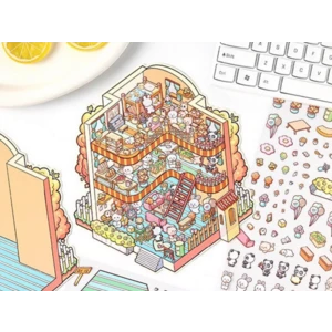 Ландшафтные наклейки дом большой коттедж 3d трехмерная сцена